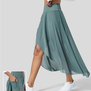 Halara High Waisted Ruffle High Low 2 in 1 Maxi skirt - built in shorts!